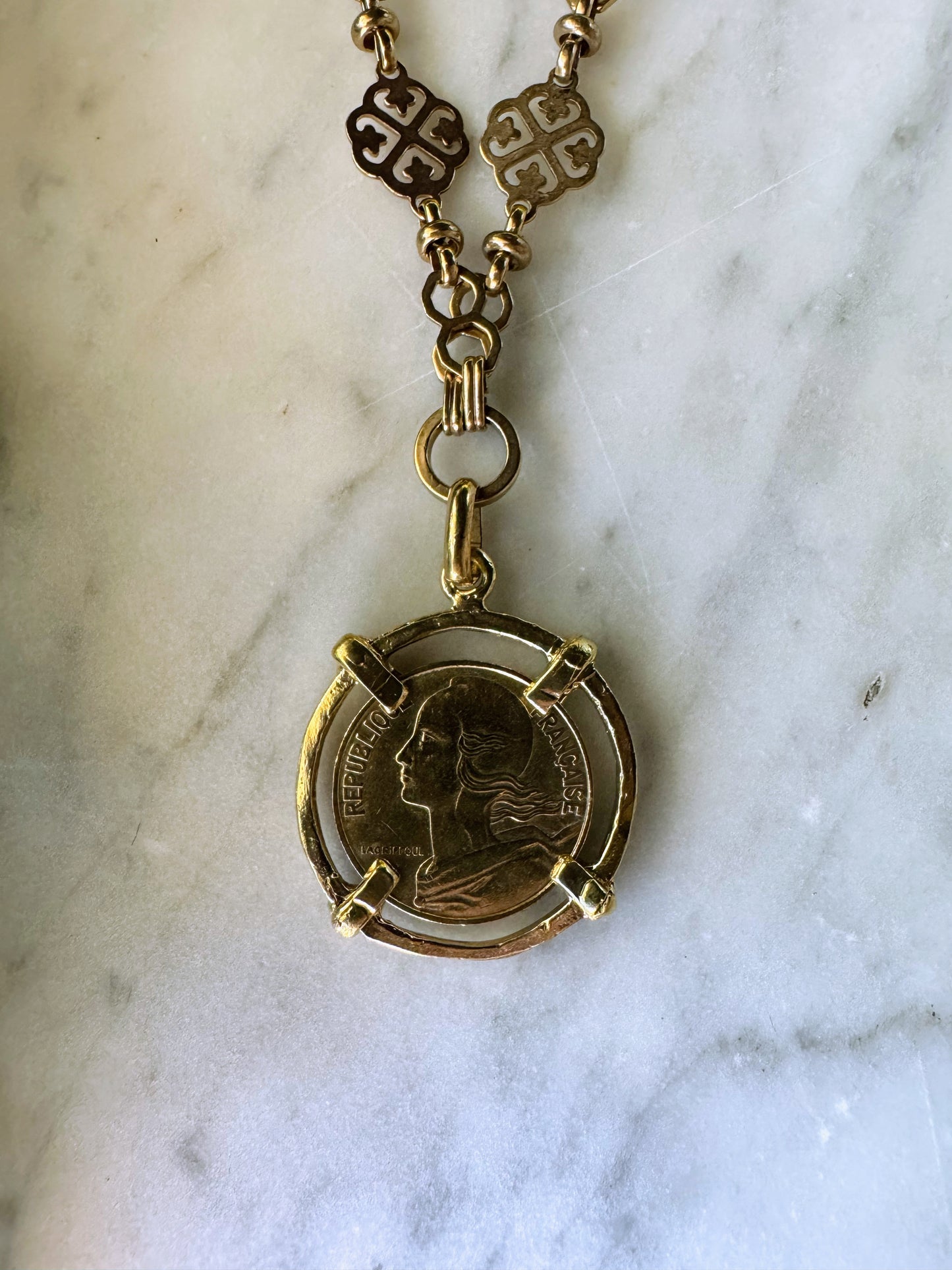 Vintage Coin Necklace: French 1984