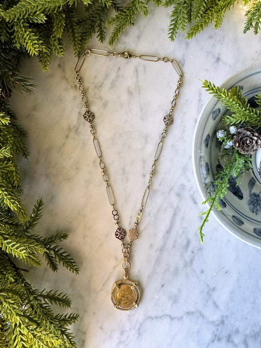 Vintage Coin Necklace: French 1984