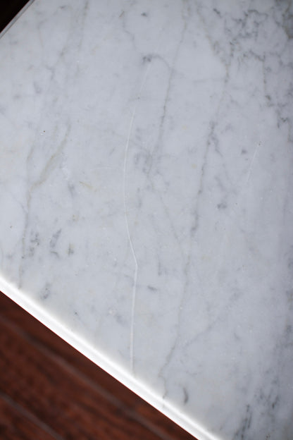 French Louis XVI Petite White Marble Top Commode