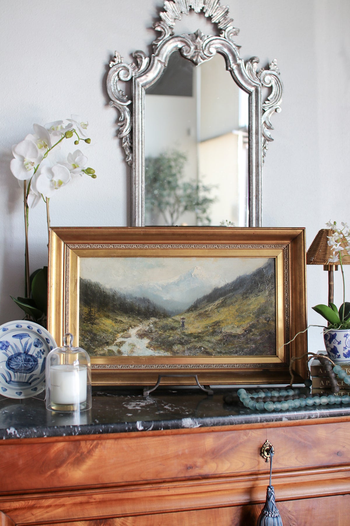 Italian Framed River Painting