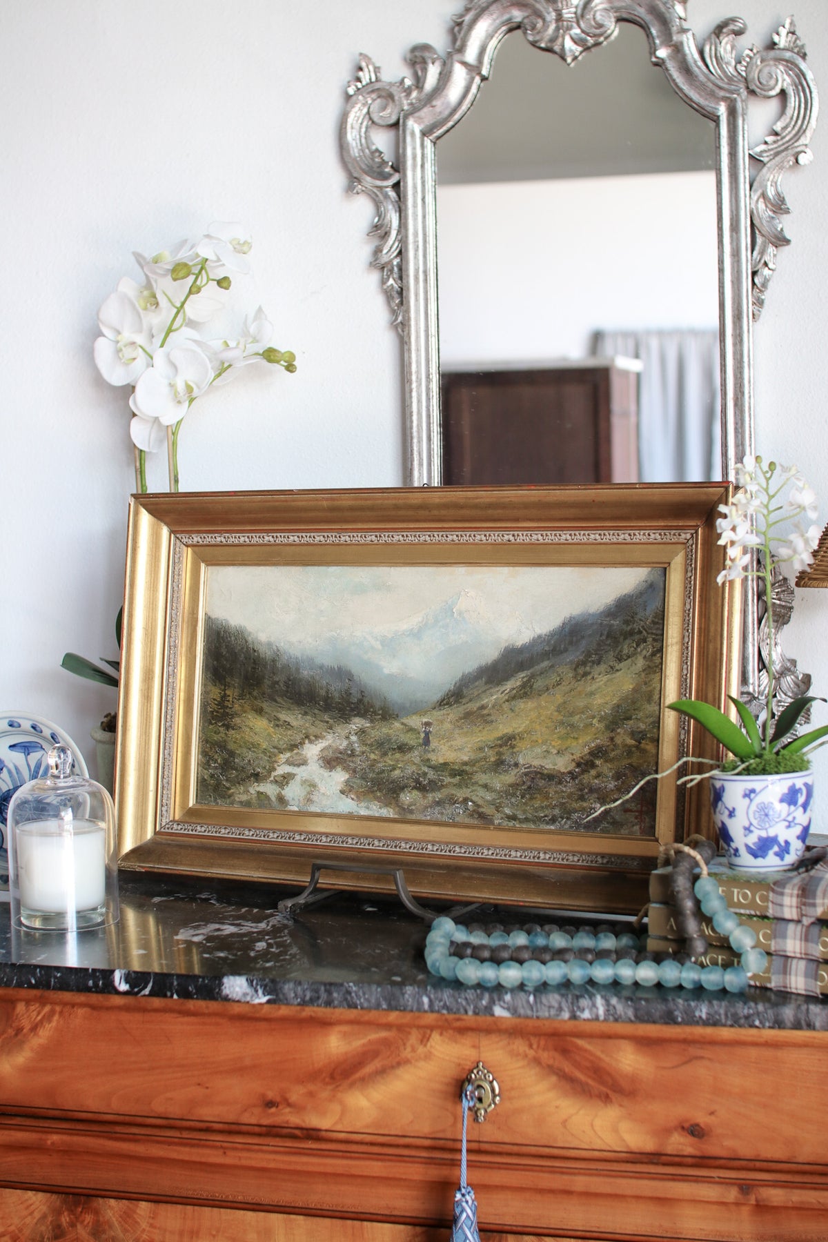 Italian Framed River Painting