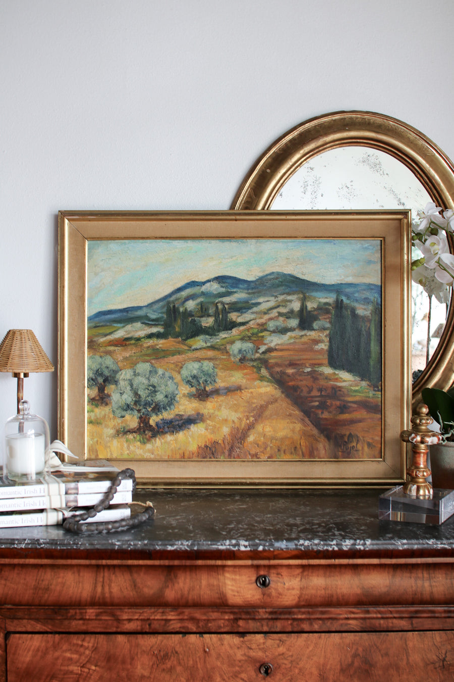 Framed French Painting of Provencal Olive Grove